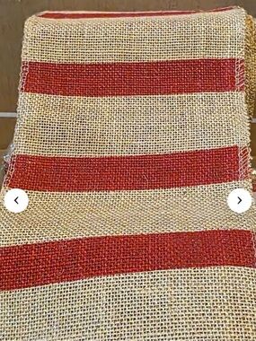 30 ft Burlap Ribbon Roll with Red Stripe - 6 inches